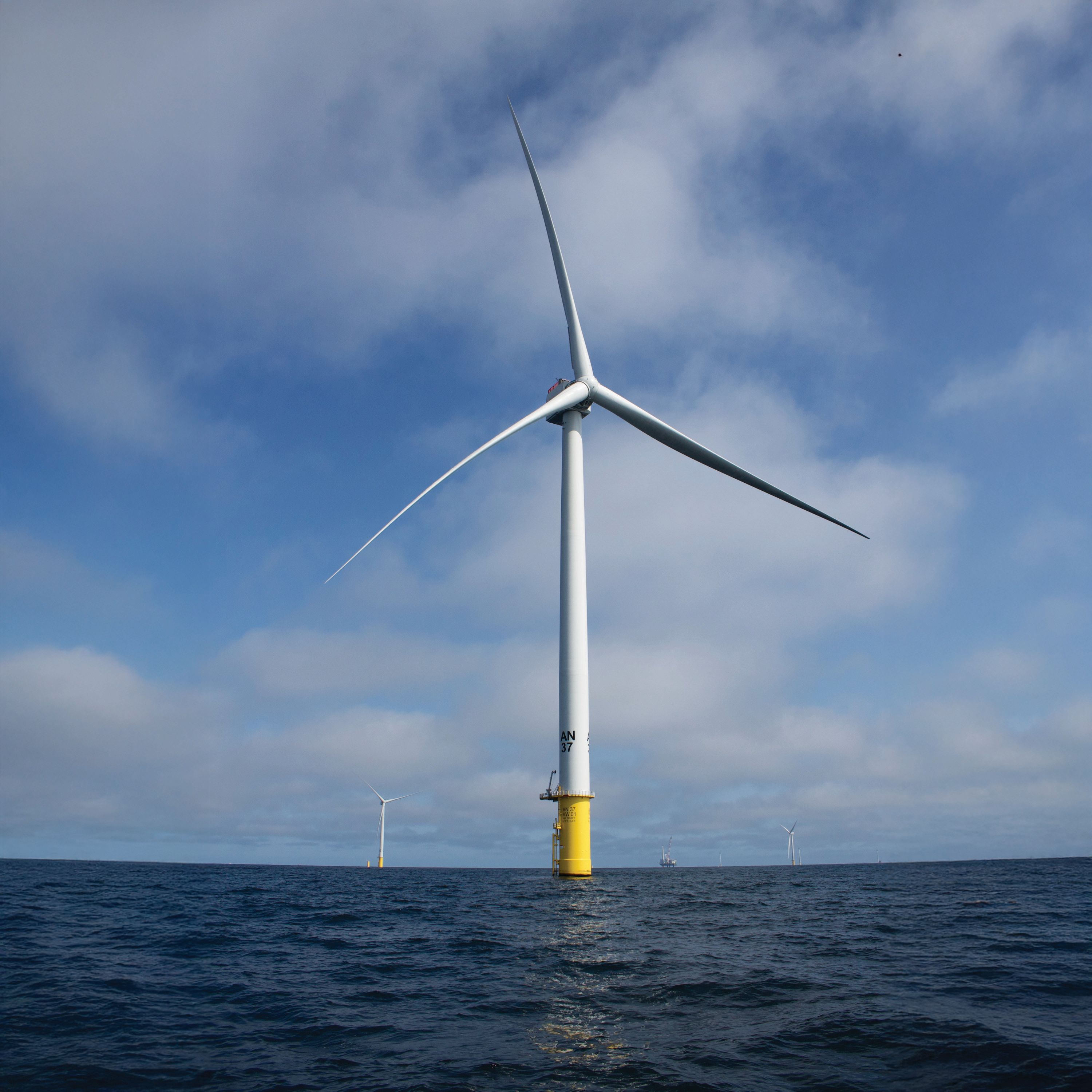 Offshore wind turbines at the Vineyard Wind site.